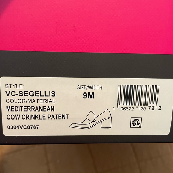 Vince Camuto Segellis blue patent block heeled loafer - Picture 4 of 4